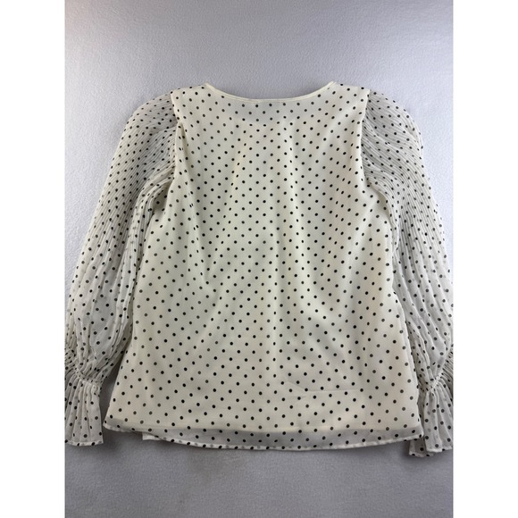 Talbots Petite Polka Dot‎ Long Sleeve Blouse Top Keyhole Ivory Black SP - Picture 7 of 7